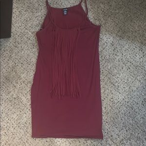 Deep red thin strap dress